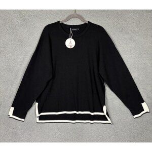 Anrabess Women's Black & White Long Sleeve Round Neck Sweater XL New With Tag's.